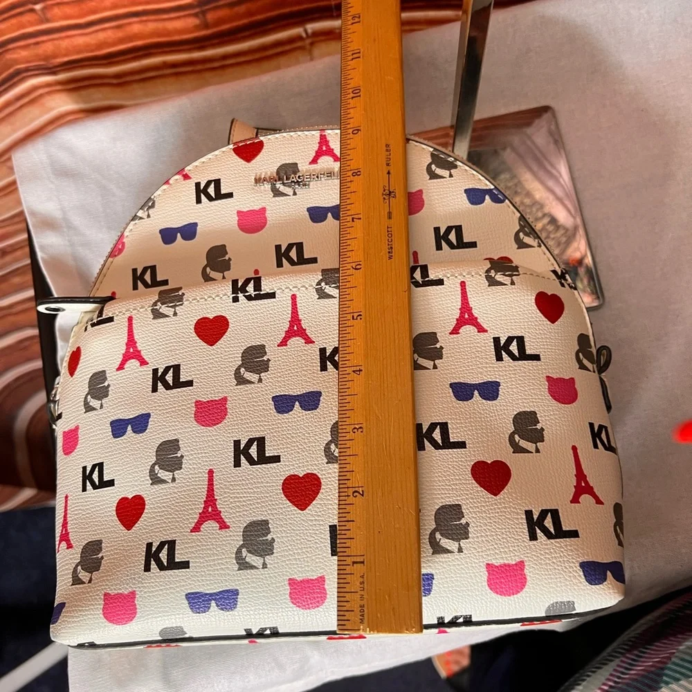 Karl Lagerfeld Effiel Tower Paris Mini White Patterned Backpack 🏴󠁧󠁢󠁥󠁮󠁧󠁿
